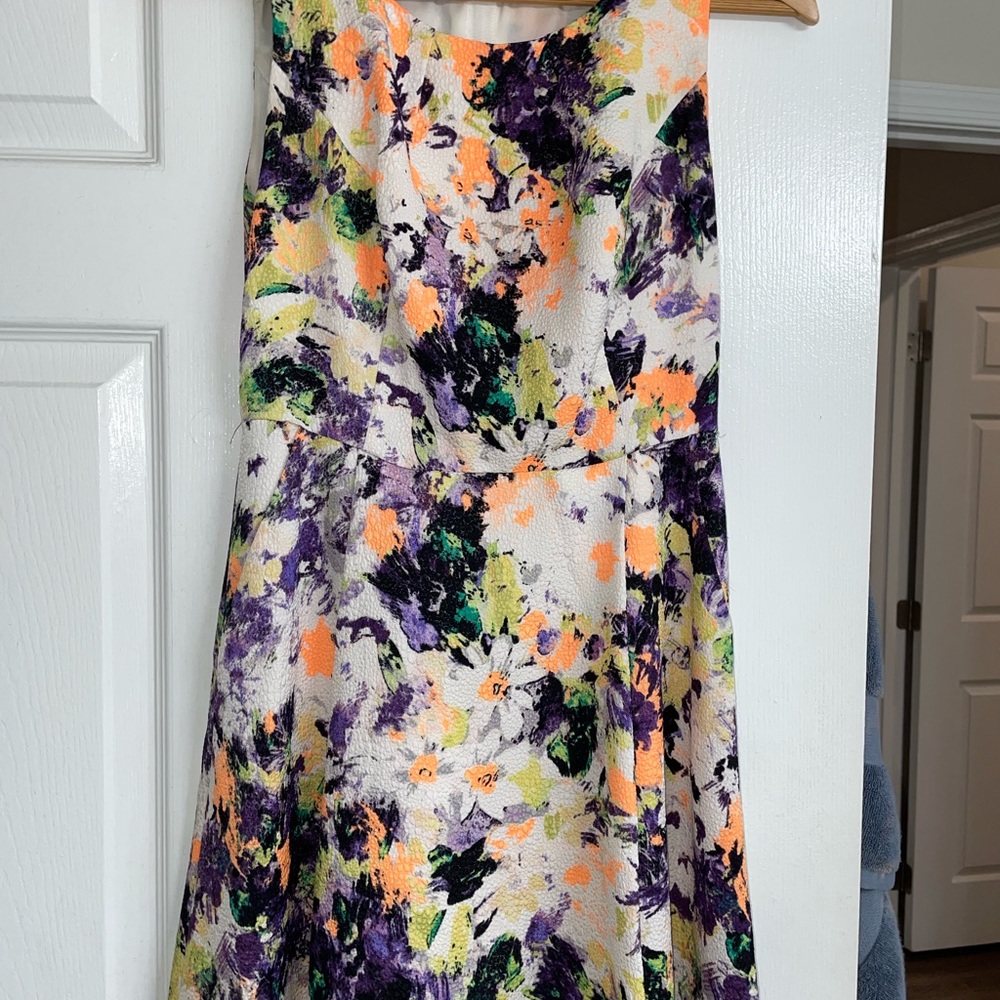 Maeve for Anthropologie Neon Floral Skater Dress